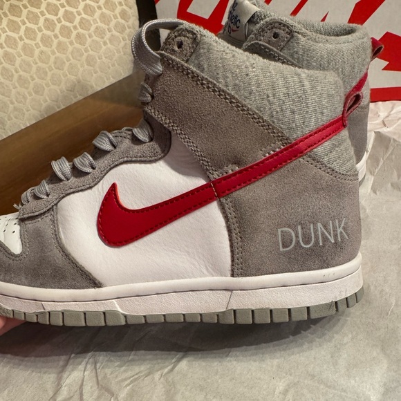 Nike Dunk High Light Smoke Grey Gym Red size 4.5Y - Picture 11 of 16